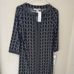 Women's Black and White Patterned Dress